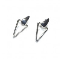 E000820 Genuine Sterling Silver Dangling Earrings Triangle Solid Hallmarked 925 Handmade